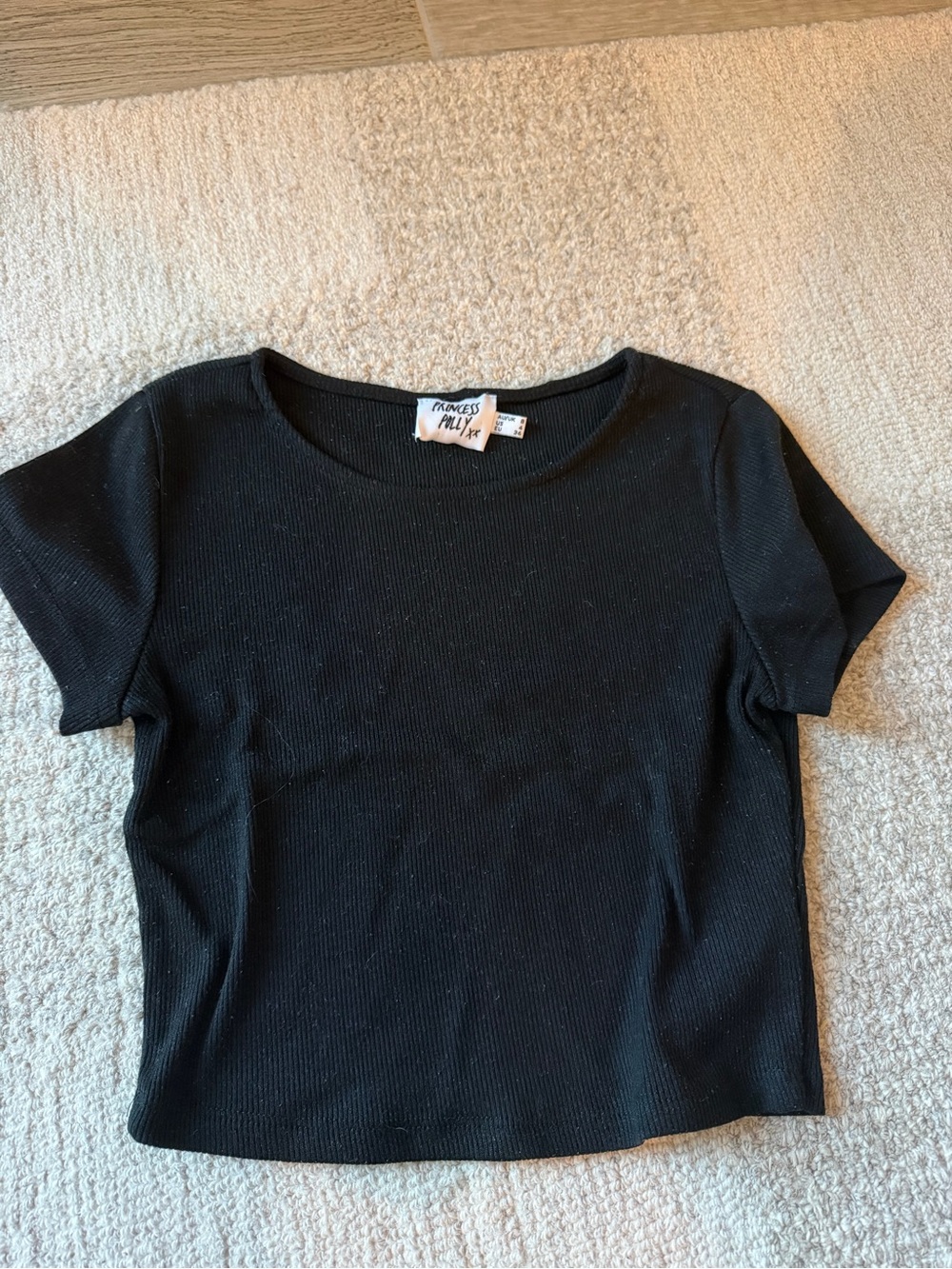 Princess Polly Black Ribbed Crop Top